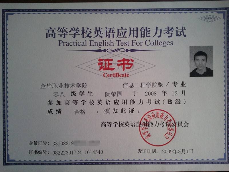 英语B级证书相当于什么水平?