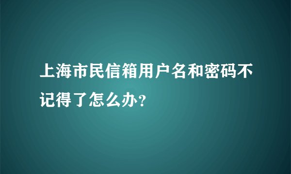 上海市民信箱用户名和密码不记得了怎么办？