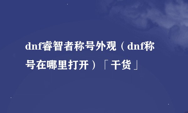 dnf睿智者称号外观（dnf称号在哪里打开）「干货」