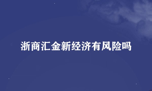浙商汇金新经济有风险吗