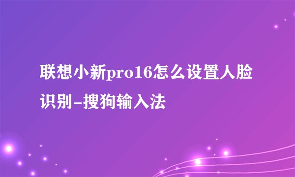 联想小新pro16怎么设置人脸识别-搜狗输入法