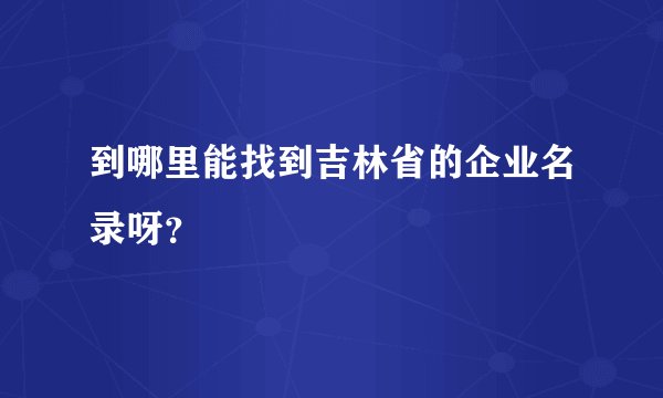 到哪里能找到吉林省的企业名录呀？