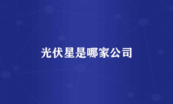 光伏星是哪家公司